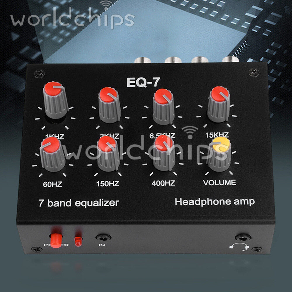 Audio EQ-7 Audio Signal Preamplifier 7 Band Equalizer Adjust Car Phone Amplifier