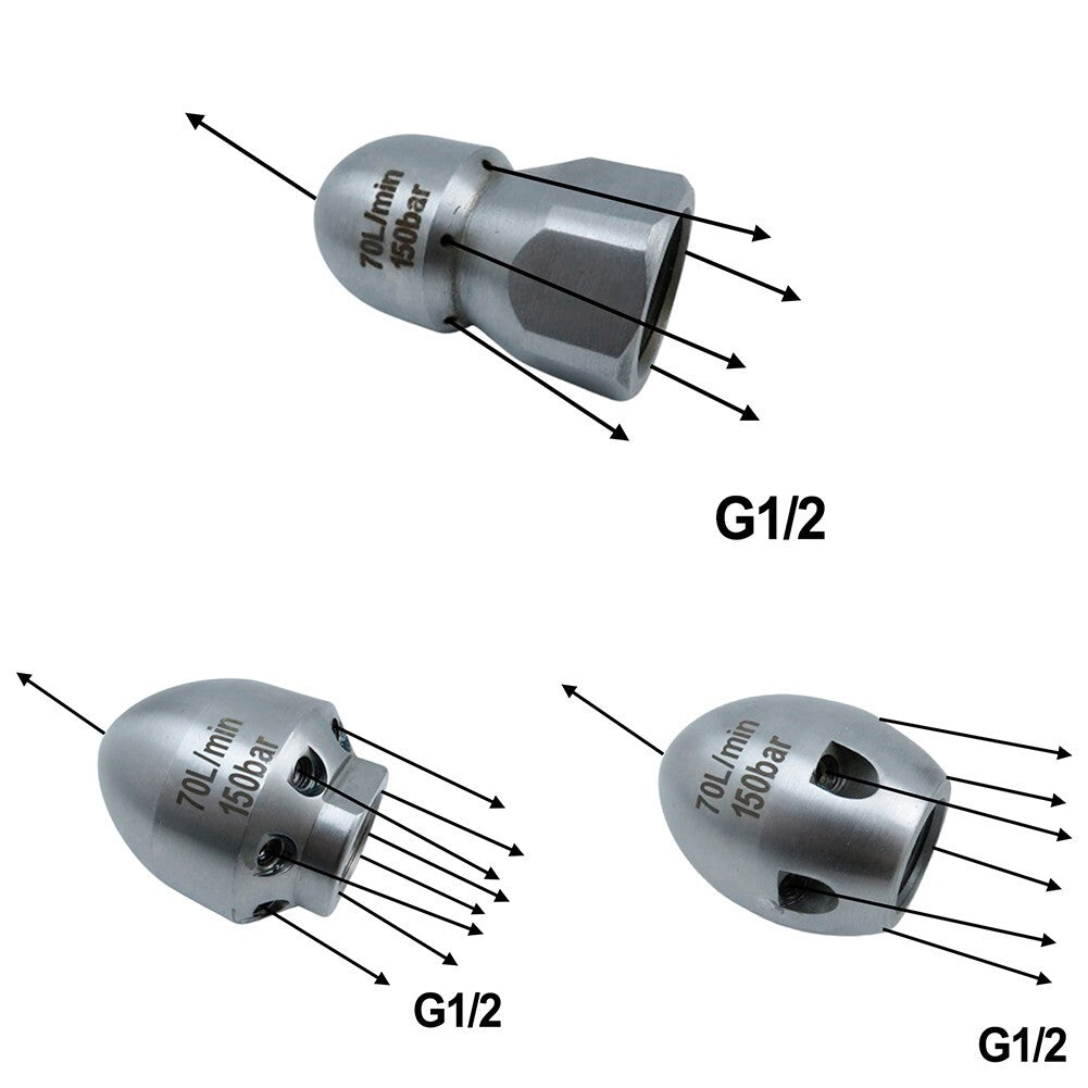 G1/2inch Pressure-Drain Jetter Hose Nozzle Flusher Pipe Nozzles For Heavy Dirty