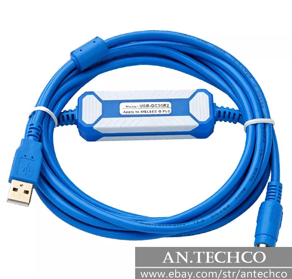 Amsamotion USB-QC30R2 3M Gold Plated - PLC Programming Cable for Mitsubishi ME