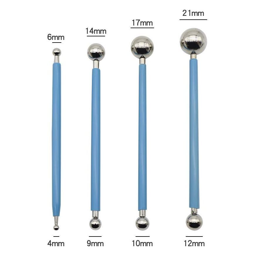 4x/Pack Double Ended Round Head Stylus Clay Tool Clay Sculpting Concave Tool Kit