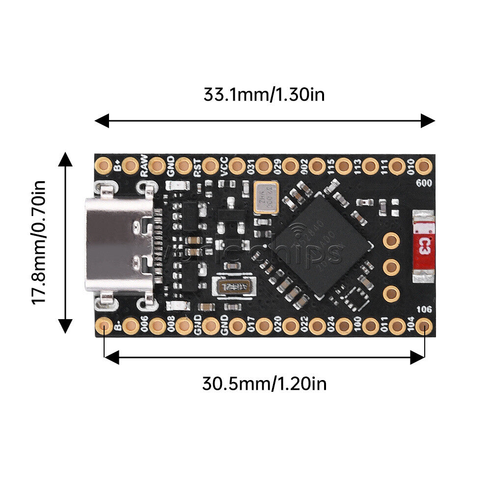 NRF52840 Development Board For Nice!Nano V2.0 Bluetooth Charging Management DIY