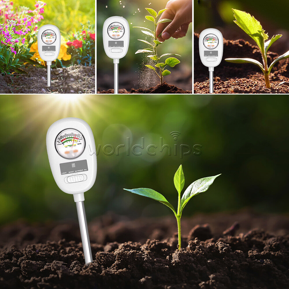 4 in 1 Soil PH Meter Sunlight Fertility Hygrometer Rotatable Folding Soil Tester