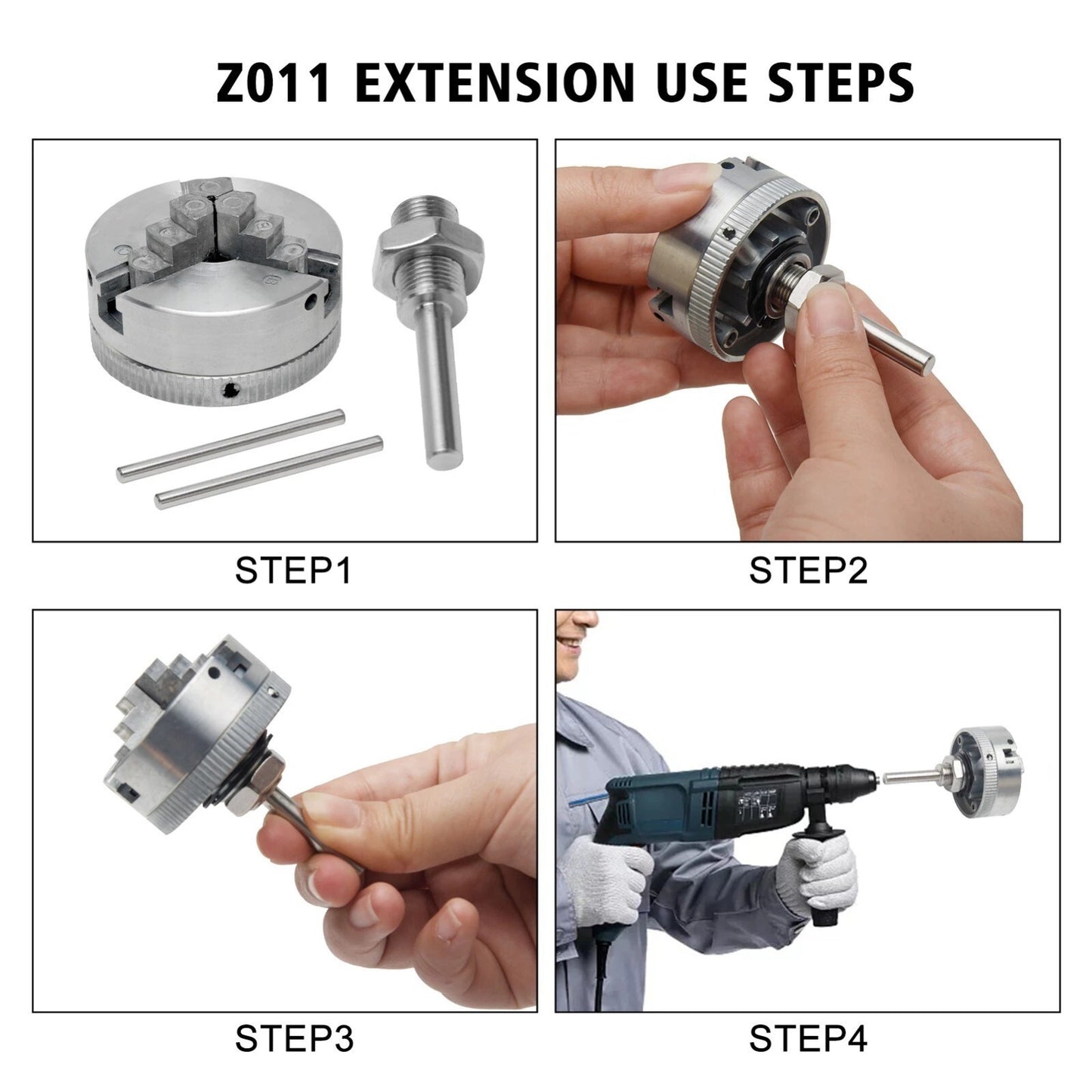 Mini Drill Chuck,Z011 Metal 4 Jaws Manual Lathe Chuck Clamp HCS,Self-Centering