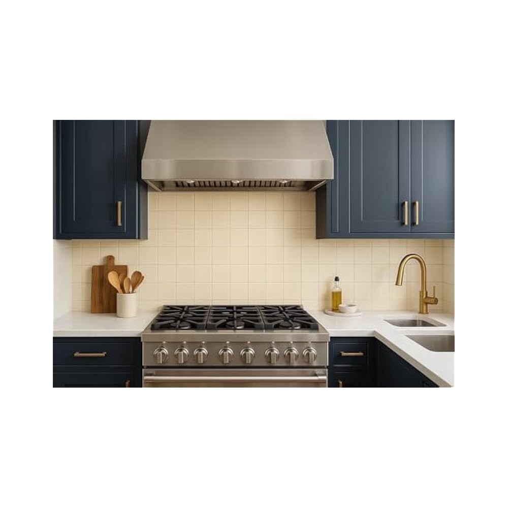 4 1/4 Inch Gloss Ceramic Tile, Buttermilk, Box of 10, for Backsplash