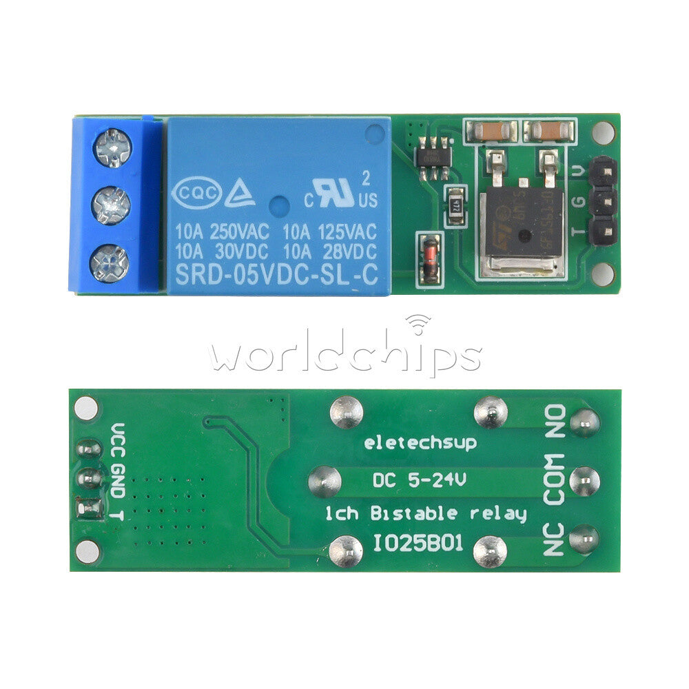 10PCS 6-24V FlipFlop Latch Relay Bistable Self-Locking Low Pulse Trigger Module