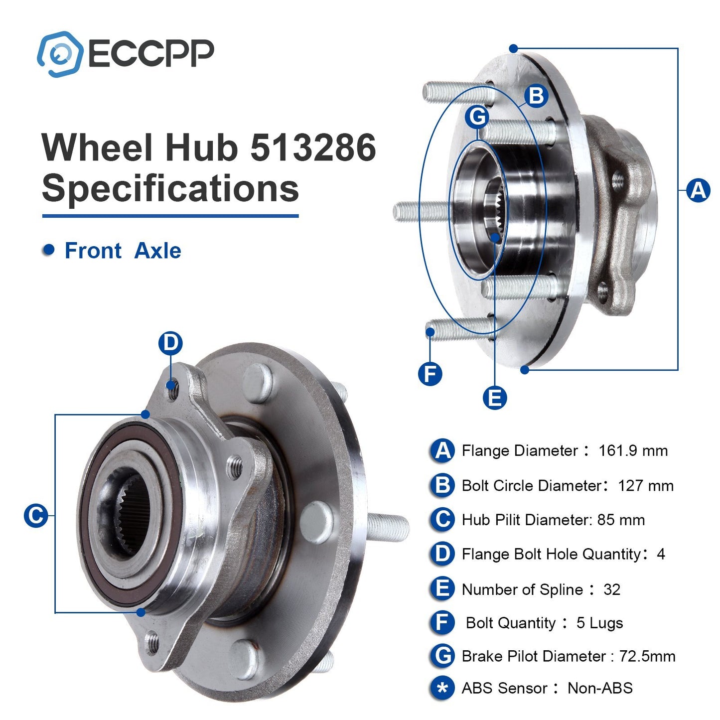 1Pc Front Wheel Hub Bearing Assembly For 2009-2020 Dodge Journey 2.4L 3.5L 3.6L