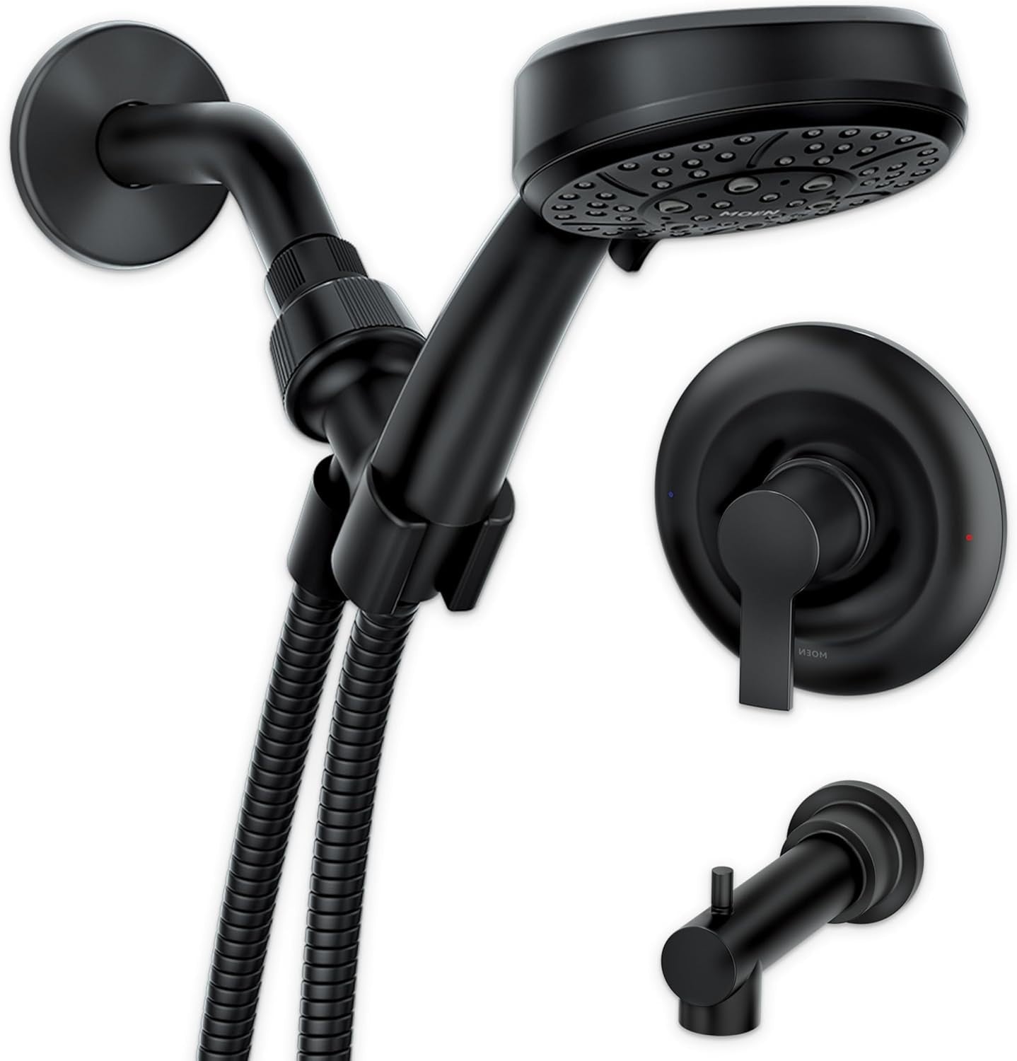 Matte Black Single Handle Shower Faucet Set with Handshower and Tub Spout