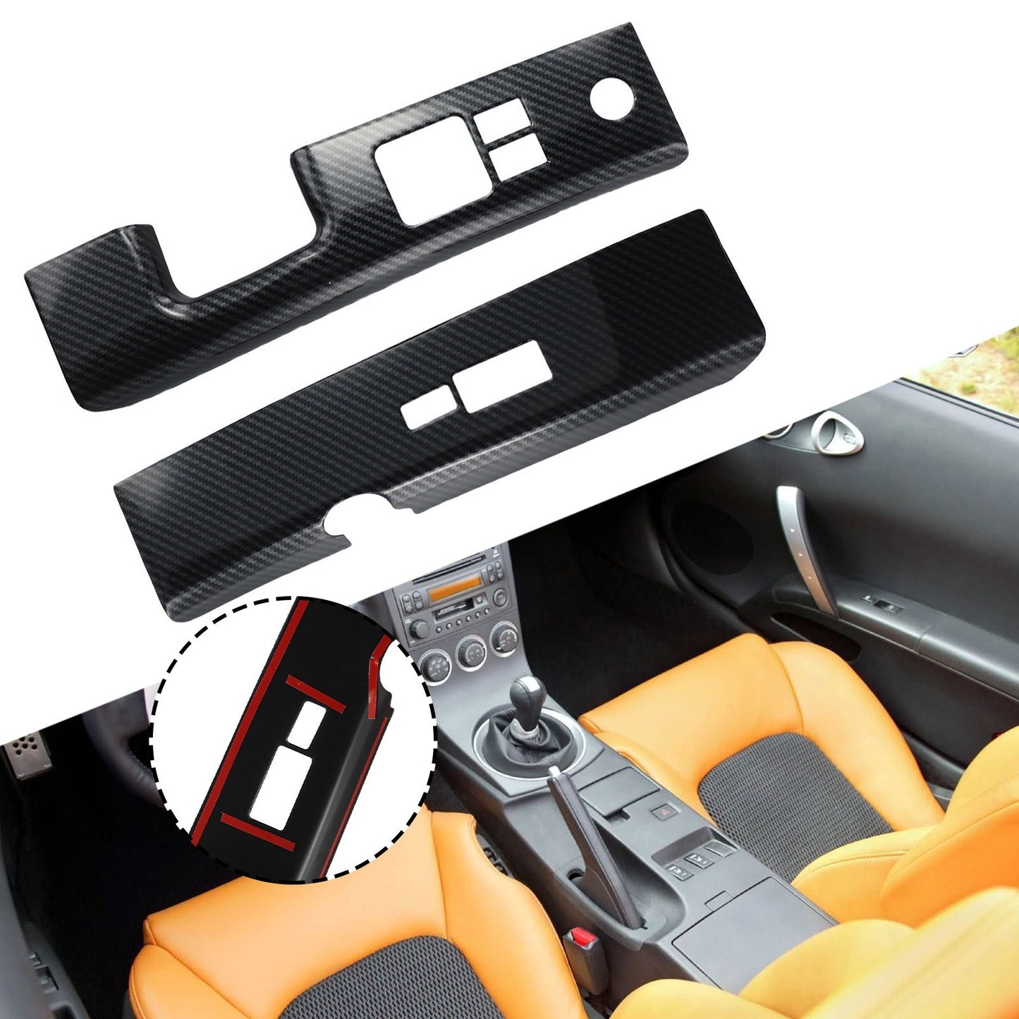 Carbon-Fiber Car Interior Glass Switch Covers ABS For Nissan 350z Z33 2006-2008