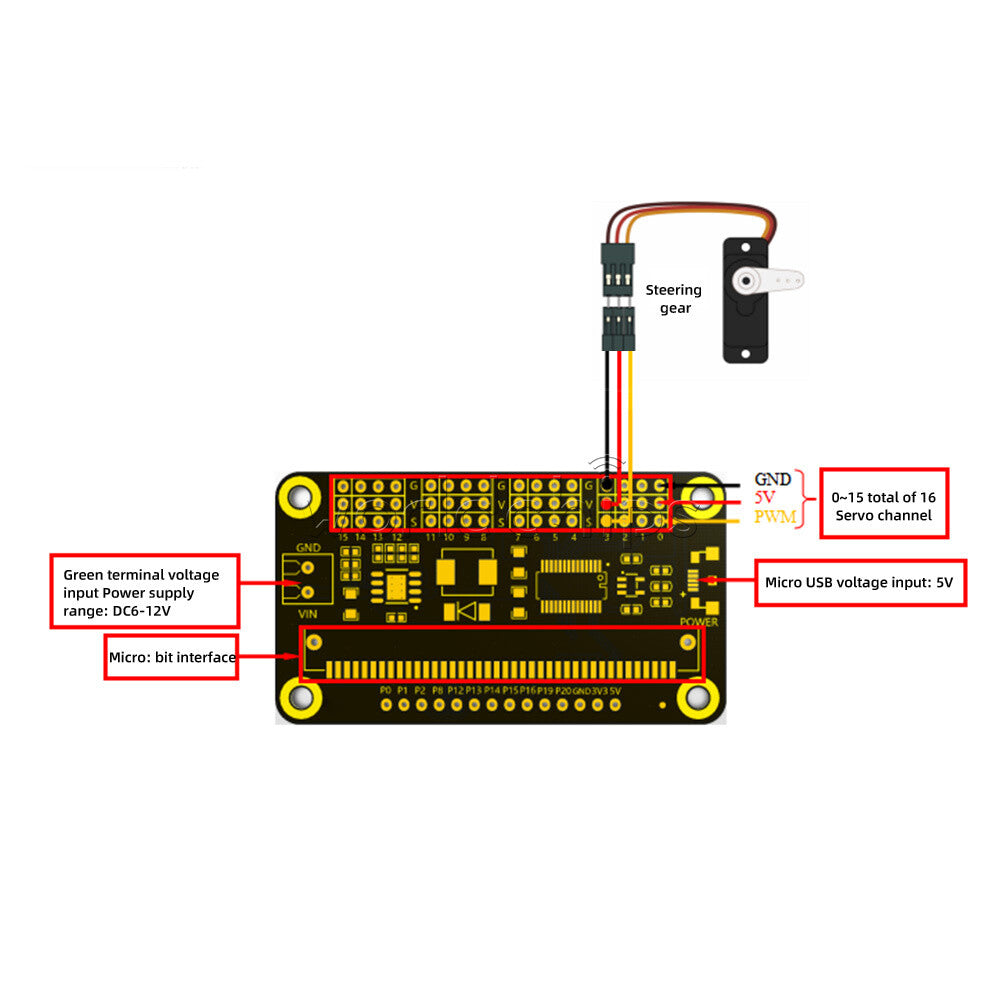 PCA9685 16 Channel DC6V-12V I2C 12-bit PWM Servo motor Driver Module For Arduino