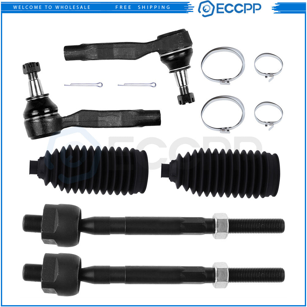 Steering Inner & Outer Tie Rod End Rack and Pinion Bellow For 03-09 Nissan 350Z