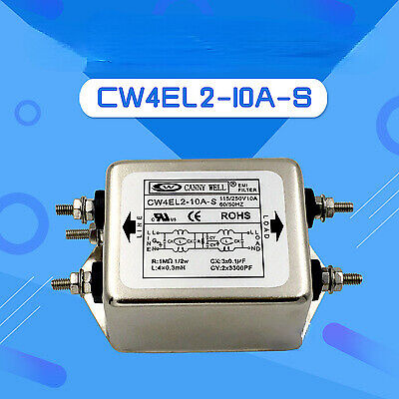 1pc EMI Filter for CANNYWELL CW4EL2-10A-S Enhanced Double Pole Filter 220V