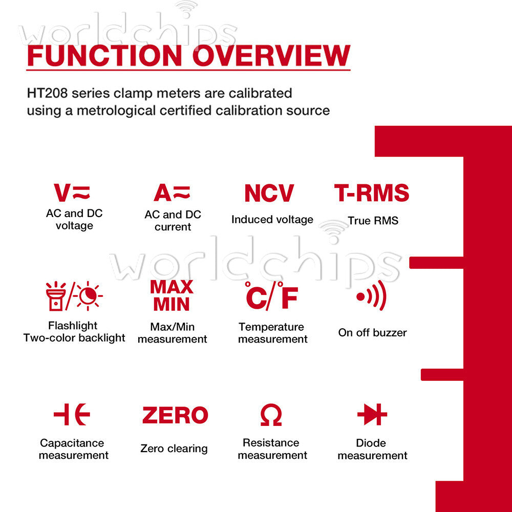 HABOTEST HT208A/D AC/DC Digital Clamp Meter Multimeter Capacitance Ohm Hz Tester