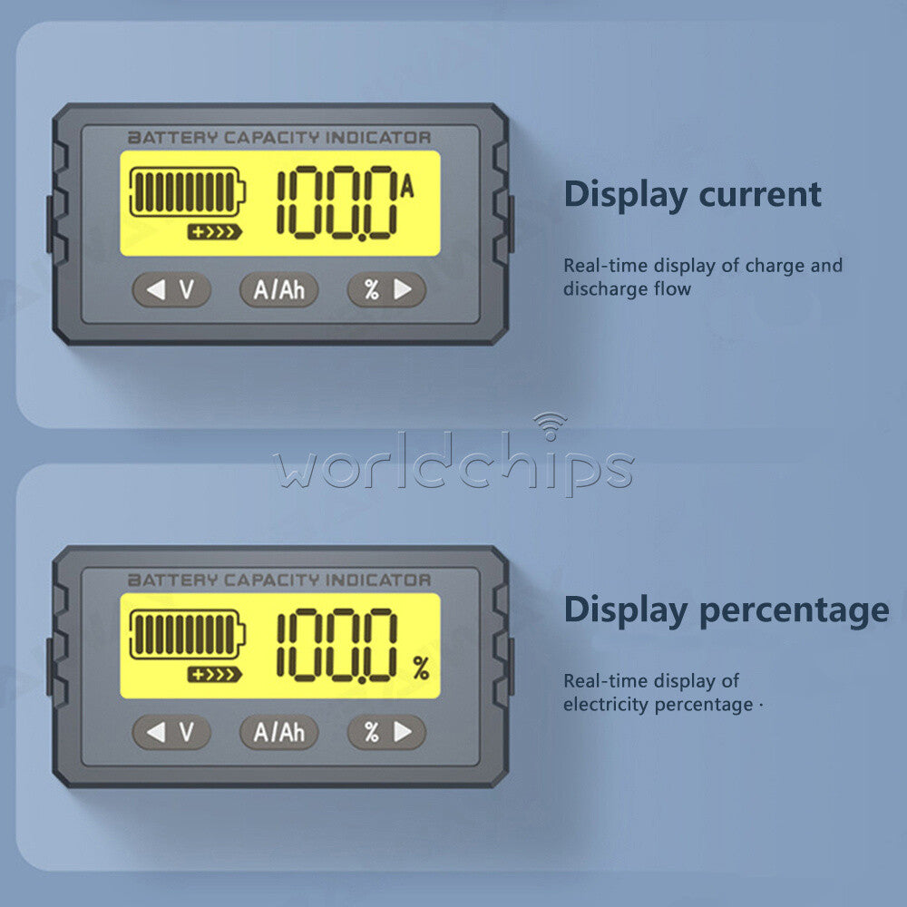 TY23  Coulometer Voltmeter 50A 100A Lifepo4 Battery Tester Capacity Indicator