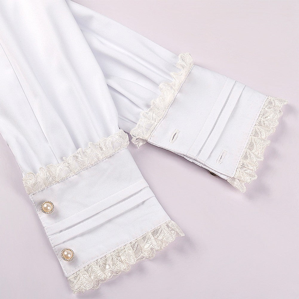 Stylish Victorian Style Womens Gothic Lolita Shirt Lotus Ruffle Blouse
