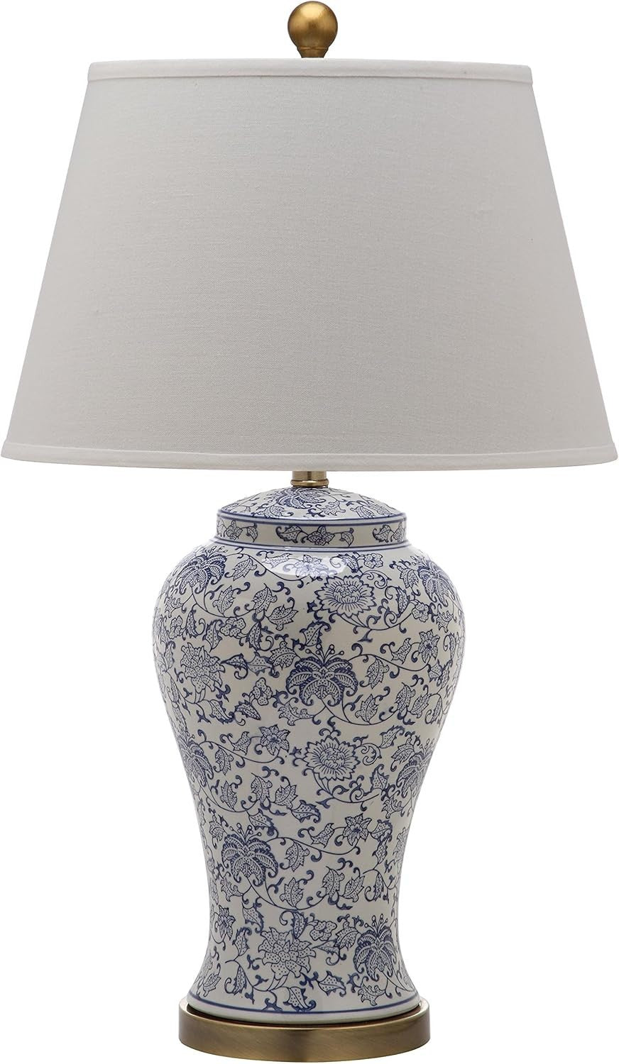Set of 2 Blue & White Floral Table Lamps - 29-Inch Ceramic, for Bedroom