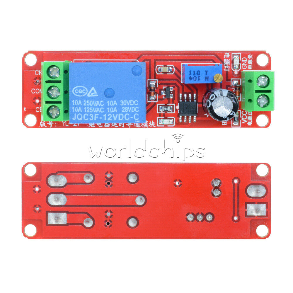 10PCS 12V DC Conduction Delay Relay Shield Module NE555 Timer Switch 0-10 Sec