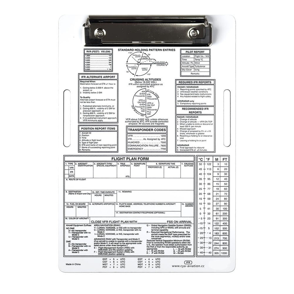 Aluminum Knee Board with Positioning Cards Essential for Flight Students