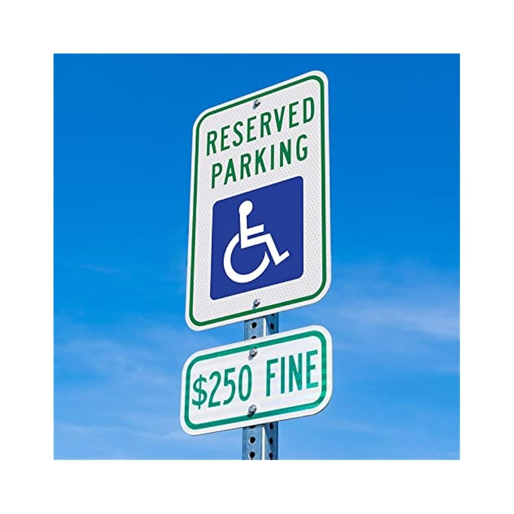 18x12 Inch Handicap Parking Sign, ADA Symbol, Reflective Aluminum, Weatherproof