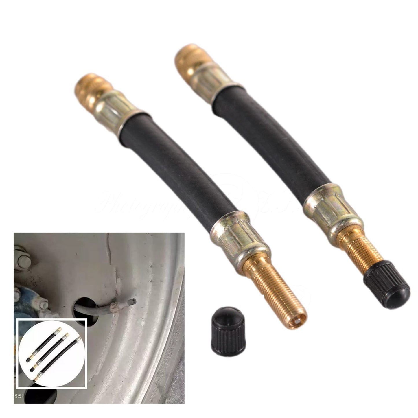 2x Double Tire Car Truck Inner Tube Valve Air Nozzle Inflation Extension Rod