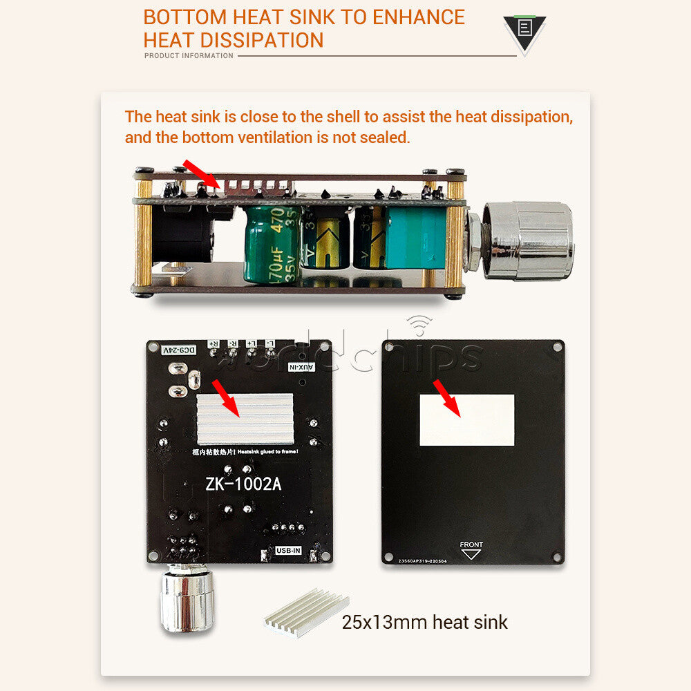 ZK-1002A Bluetooth Digital Amplifier Board 2.0 Stereo Dual 100W Audio Power Amp