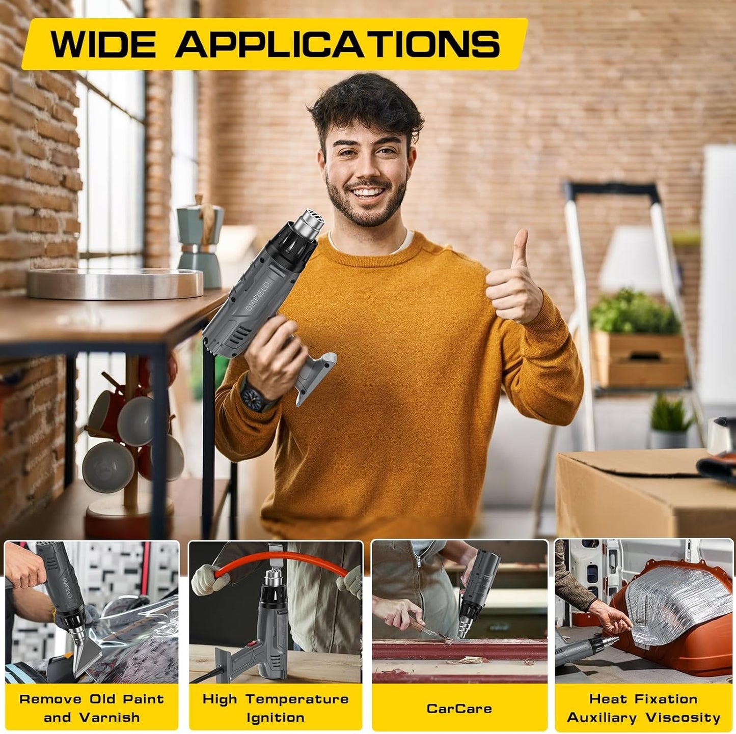 1850W Heat Gun, Dual Temperature Settings, Fast Heat Hot Air Gun, Durable& Overl
