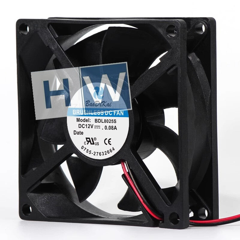 1PC BDL8025S 12V 0.08A 80*80*25mm 8CM Cooling Fan 2-wire