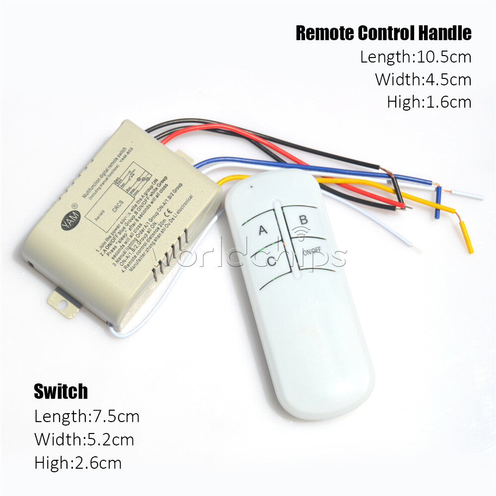 1/2/3/4 Way 220V Wireless Remote Control Switch Light Lamp Receiver Transmitter