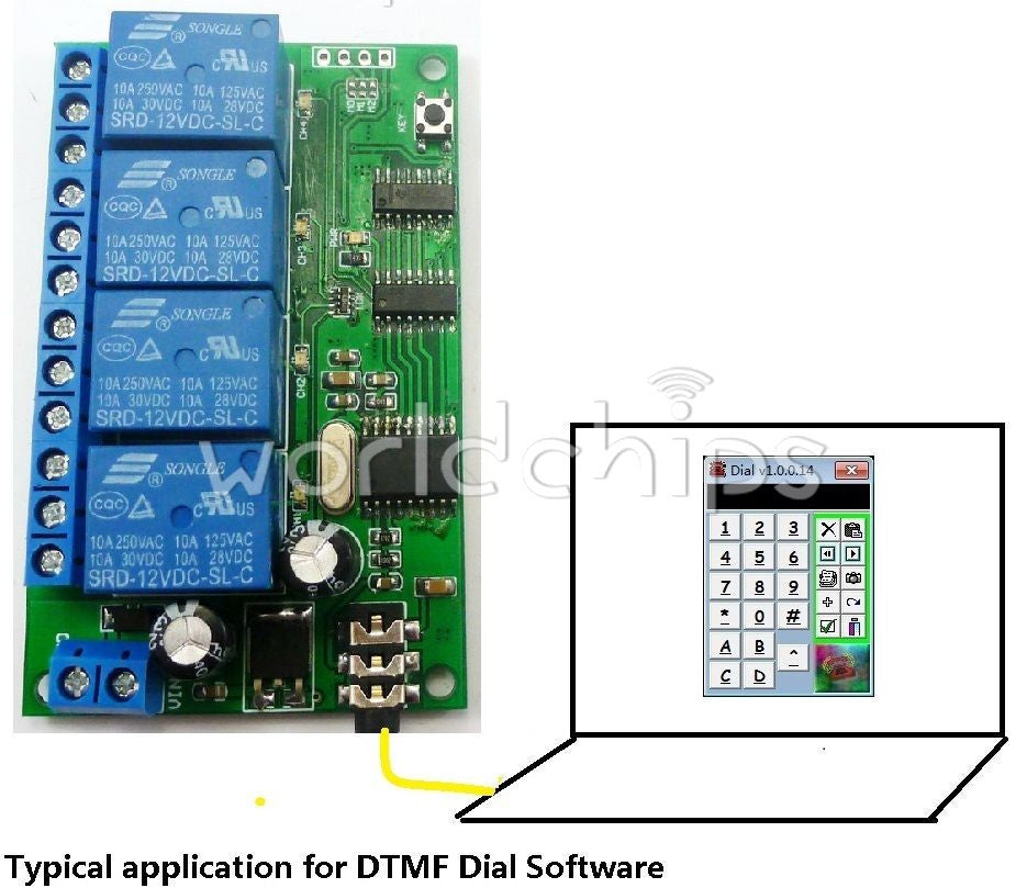 AD22B04 4-Channel MT8870 DTMF Audio Decoder Relay Remote Control Command Module