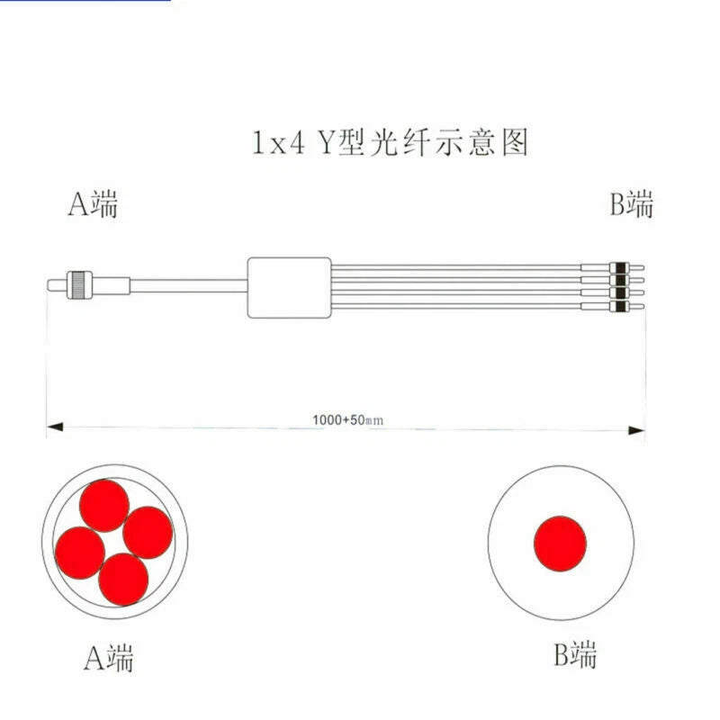 1PC SMA905 1x2 1x3 1x4 1x7 Y type 1M fiber bundle bifurcated fiber jumper 100um