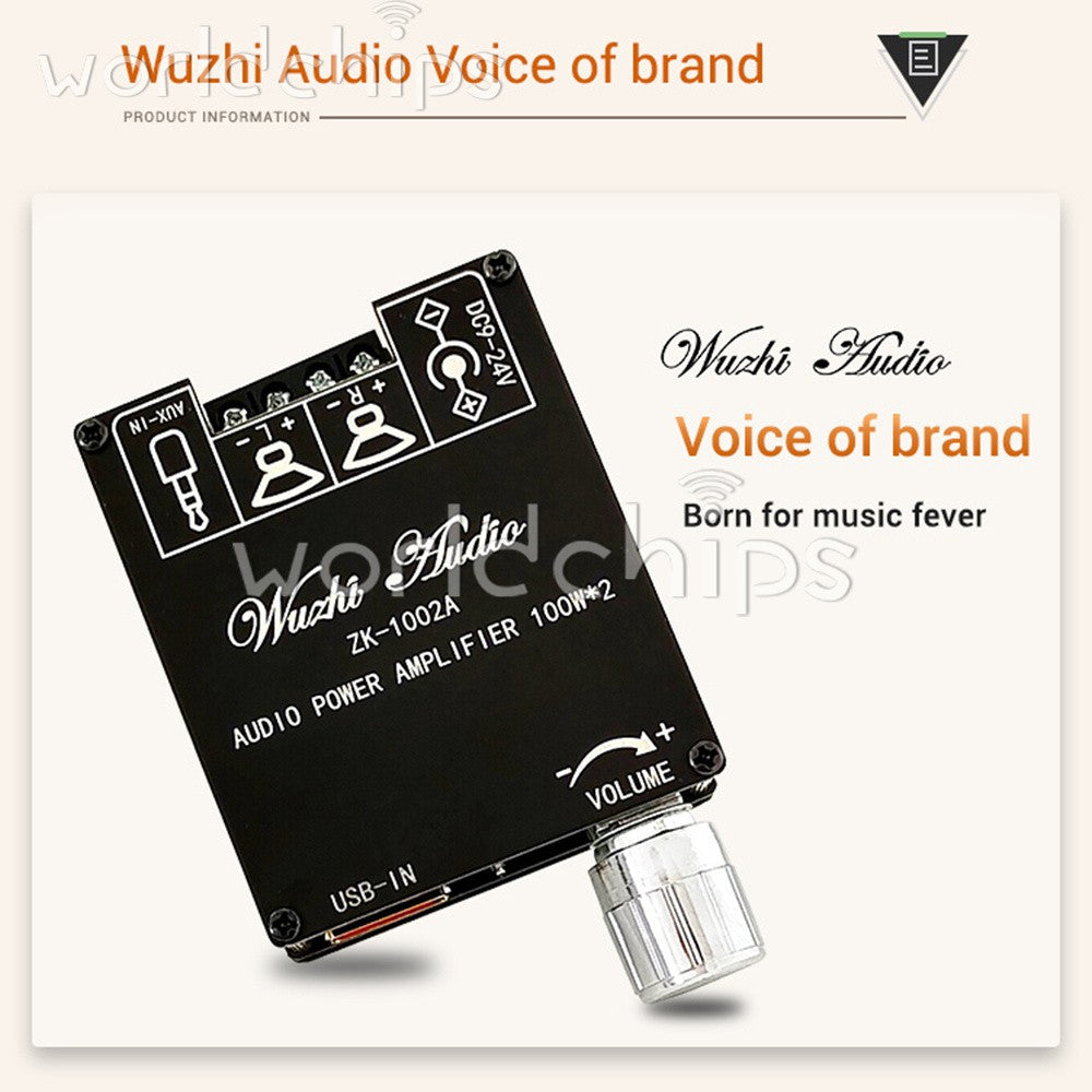 ZK-1002A 2.0 Channel Bluetooth Digital Audio Power Amplifier Board 100W+100W USA