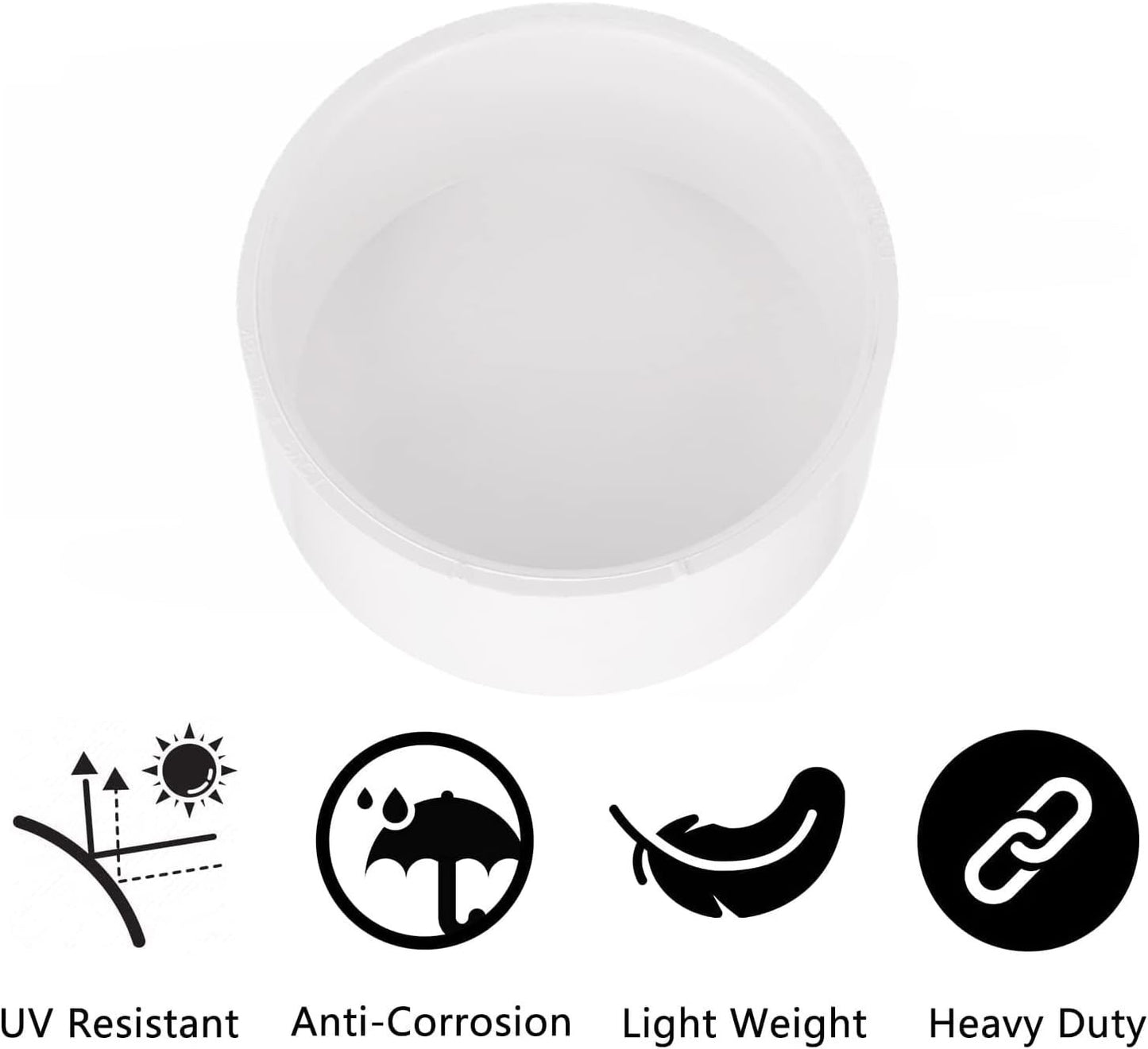 4" PVC Pipe End Cap, Schedule 40 Furniture Grade, White Plug for DIY Furniture