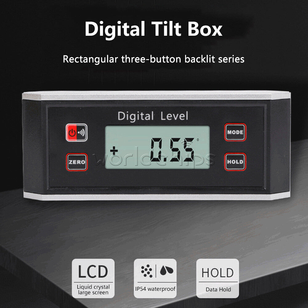 4*90°Magnetic Digital Inclinometer Level Box Protractor Angle Finder Bevel Gauge