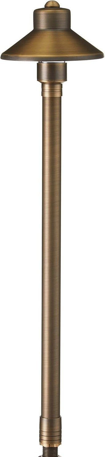 12V Flat Hat Brass Path Light, 25" Tall - 5" Shade, 3W 2700K LED