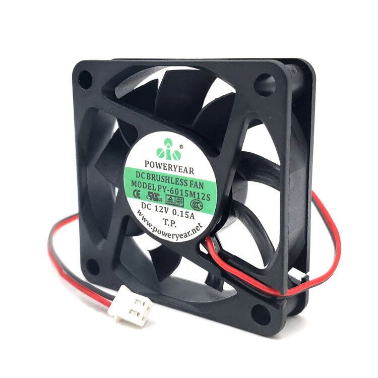 POWERYEAR PY-6015M12S 12V 0.15A 6015 6CM 2-wire chassis cooling fan