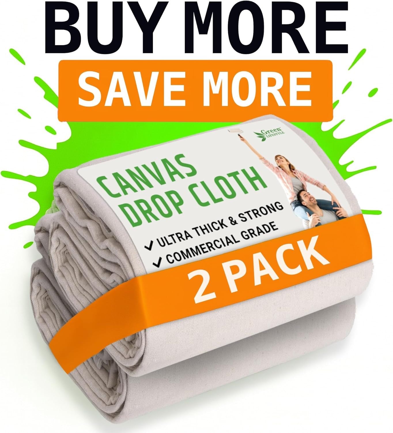 All Purpose Canvas Drop Cloths - Drop Cloth for Painting, Floor Cover, Heavy Dut
