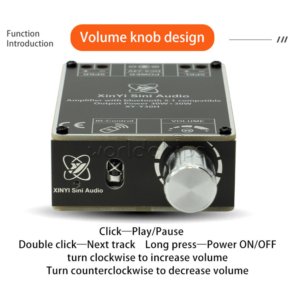 TPA3118 HI-FI Stereo Bluetooth Digital Power Amplifier Board With Remote Control