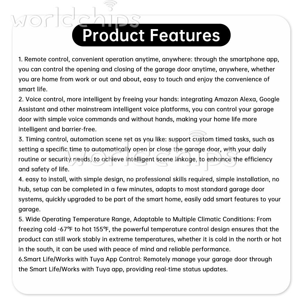 Tuya WIFI Smart Garage Door Controller APP Remote Control Timing Voice Control