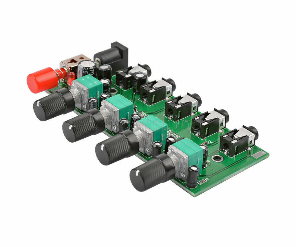 1Pcs Stereo Audio Signal Mixer Board Mix 2way 4way Input 1way Output DC 5V-12V