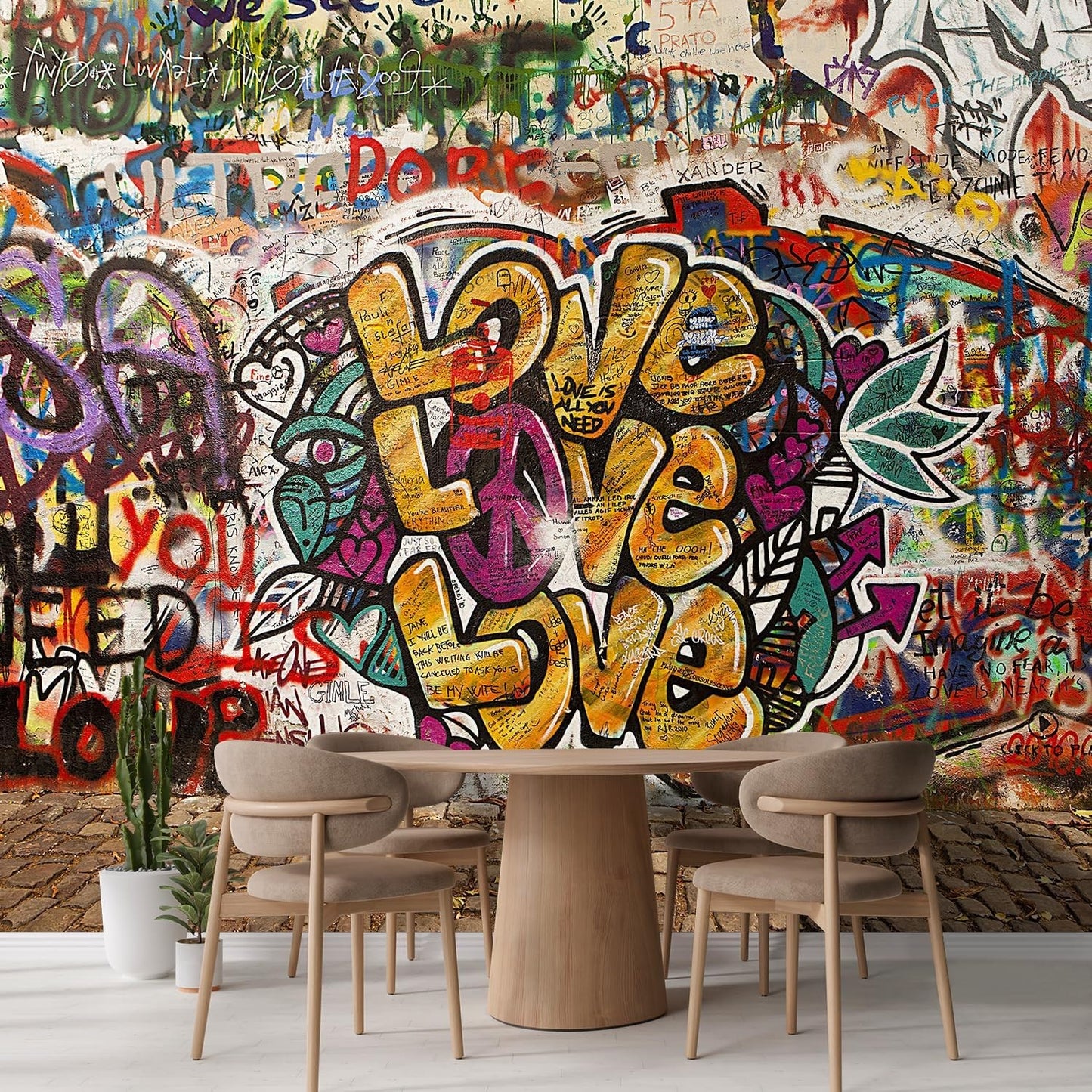 Removable Graffiti Wall Mural - Colorful, Peel and Stick, 96x120 inches