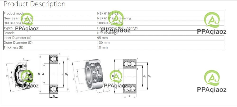 1PC NSK 61919 ZZ Deep Groove Ball Bearings 95x130x18mm. #P