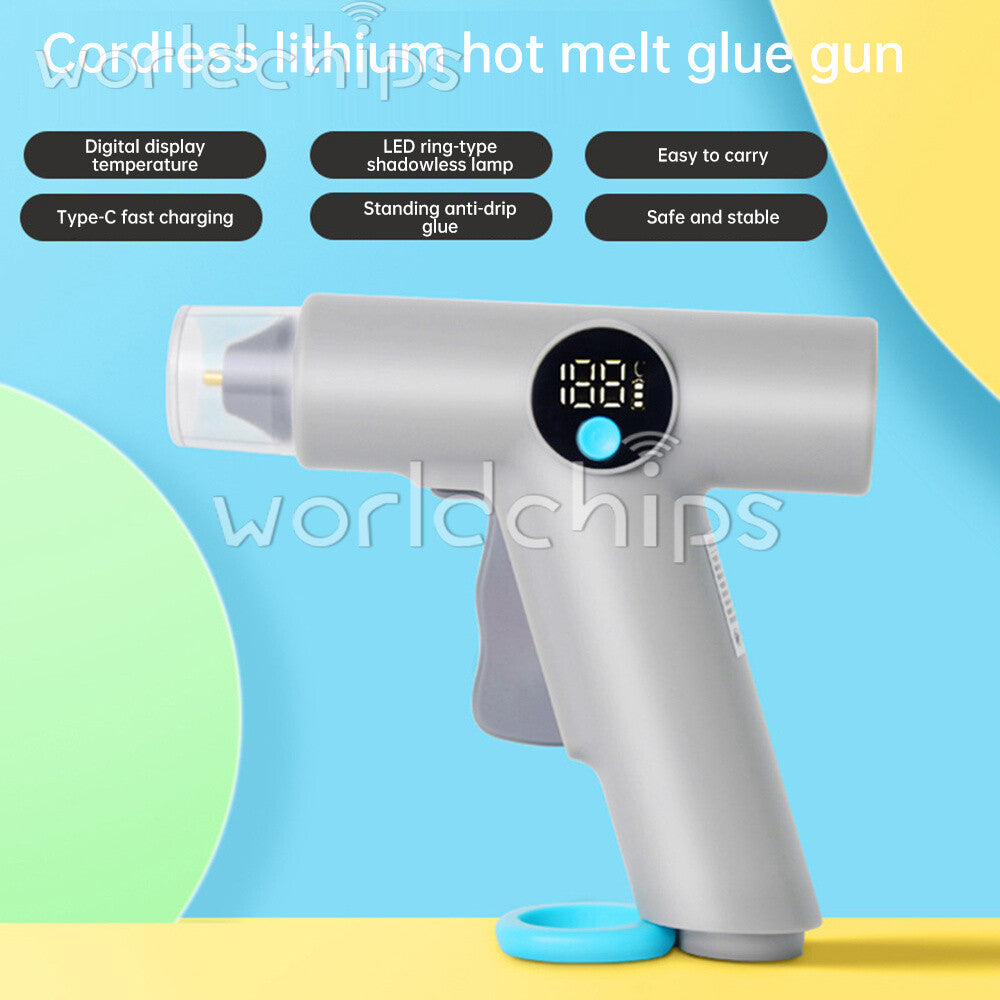 25W LED Digital Cordless Hot Glue Gun With 22pcs Glue Stick For DIY Hand Craft