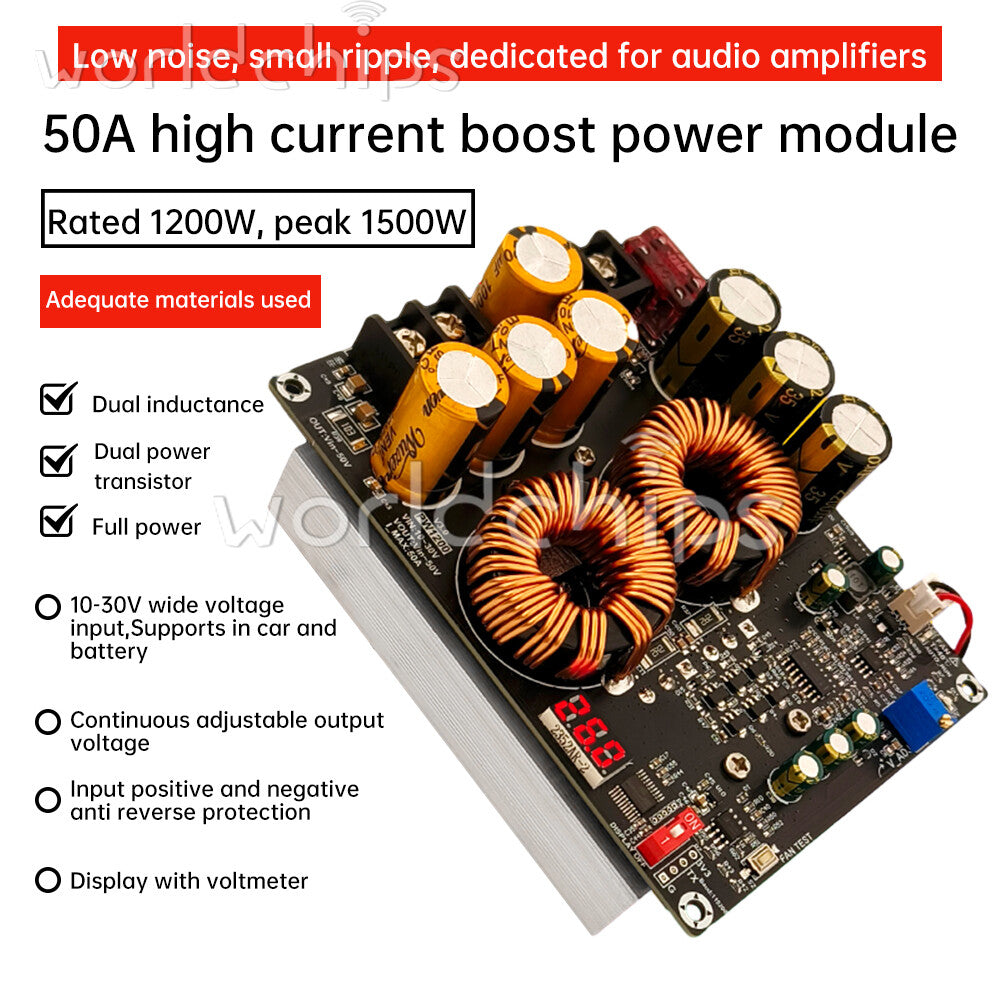 1200W 50A High Current Boost Power Supply Module Full Power for Audio Amplifier