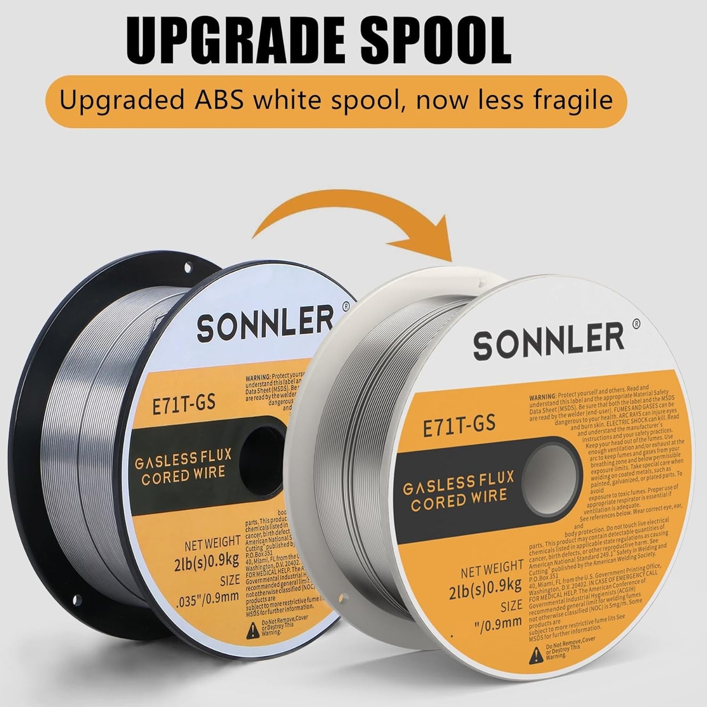 0.035 Flux Core Welding Wire, 3 Spools E71T-GS Low Splatter Gasless Carbon Steel