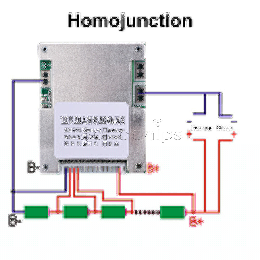 16S 60V 50A Same-port Battery Protection Board With Temperature Control Cable