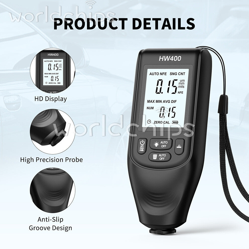 Digital Car Paint Coating Thickness Gauge Electroplate Metal Coating Thickness