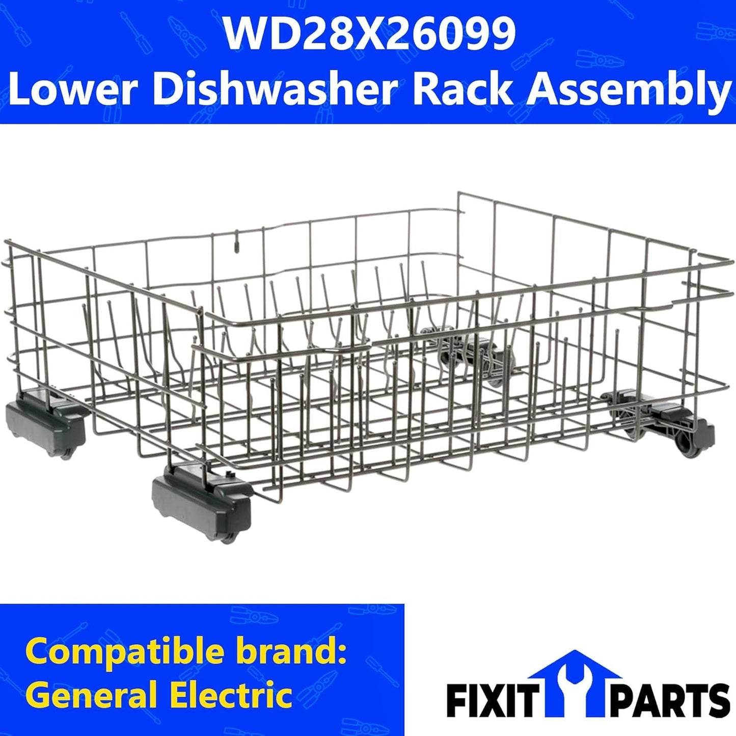Dishwasher Lower Dishrack Assembly - Compatible with GE Models, US Supplier