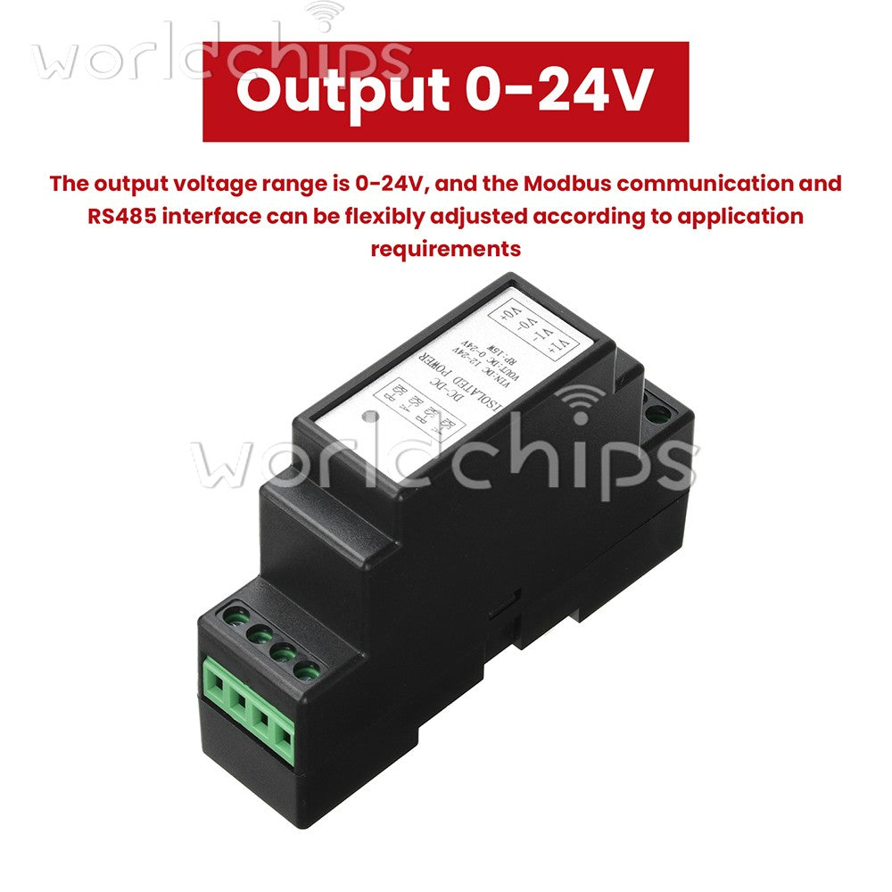 DIN Rail DC-DC Isolated Adjustable Power Supply 12-24V to 0-24V Modbus RS485