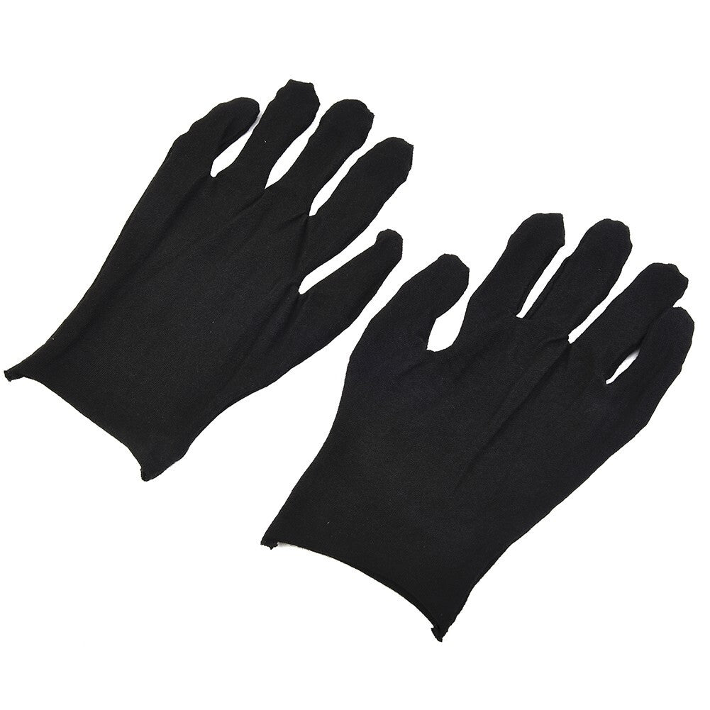 12 Pairs Black Cotton-Gloves Liner Moisturising-Eczema Butler-Beauty-Unisex