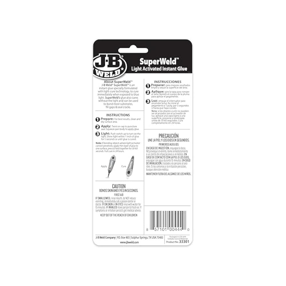 Light-Activated Superglue, Clear, 5g, 2-Pack, Fast Curing for Instant Bonds