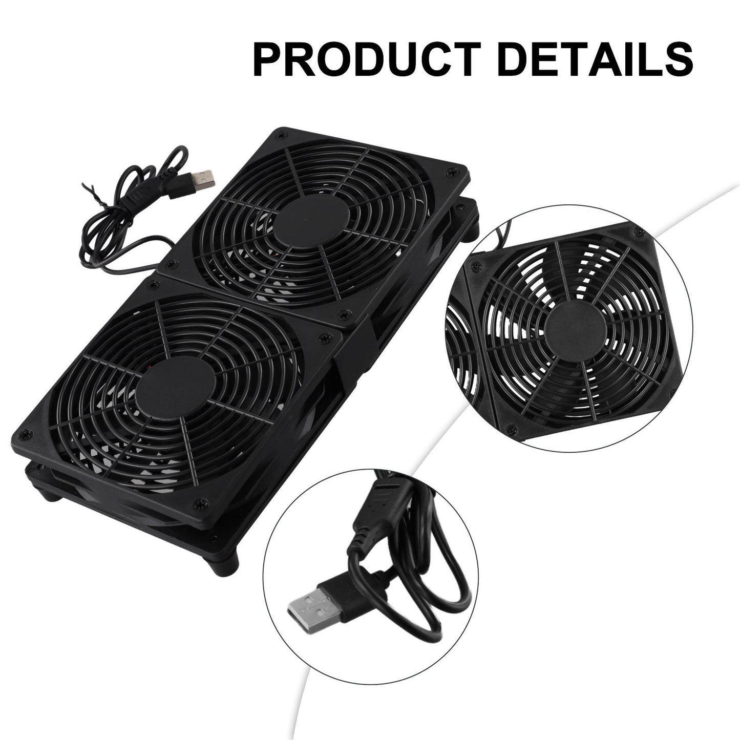 Double Ball Bearing USB Fan 120mm 5V Powered PC Fan for AV Receivers Cabinets